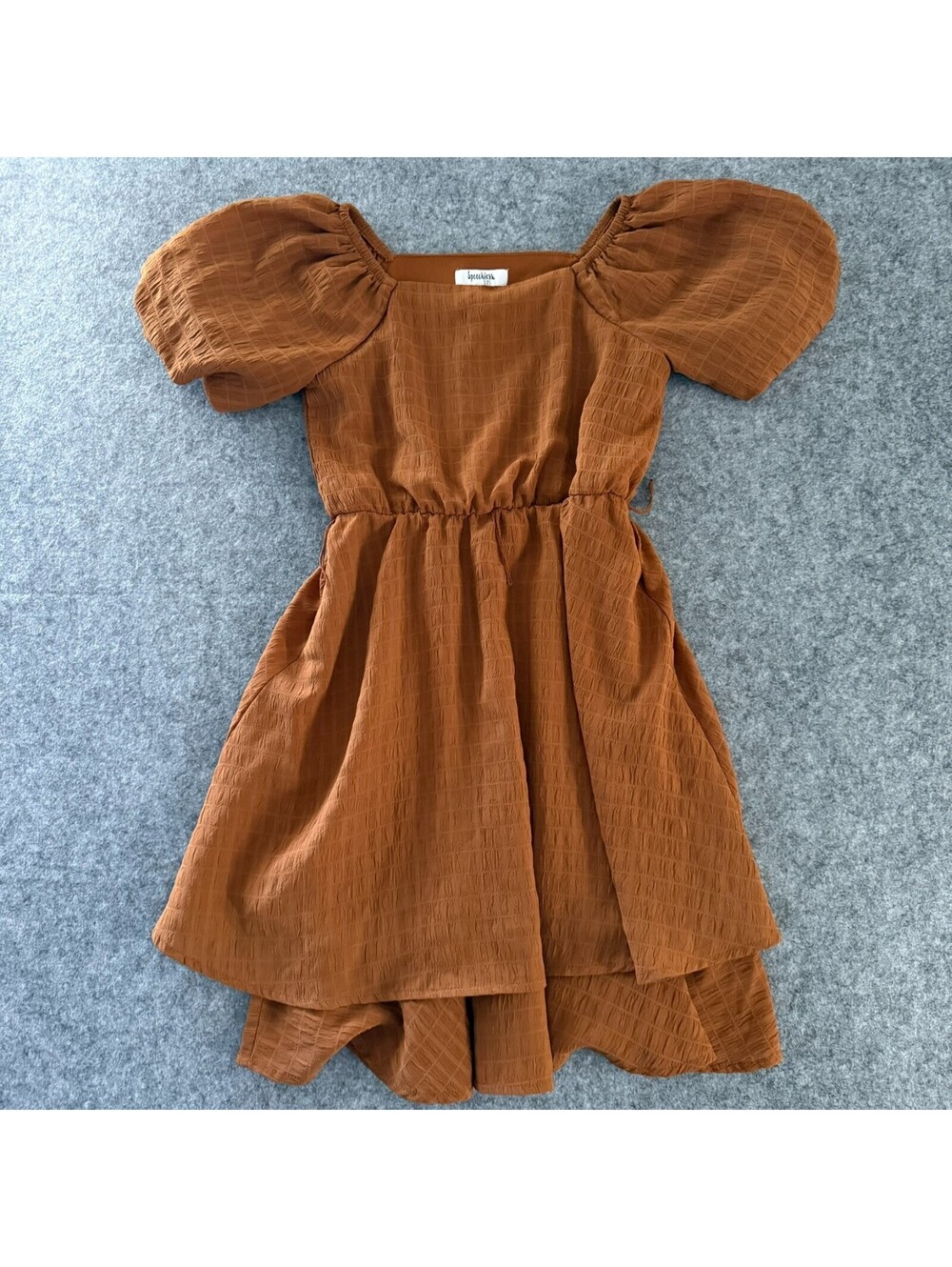 Speechless Kids Girls Dress Size 12 Brown Puff Sleeve Tiered Skater Party Dress